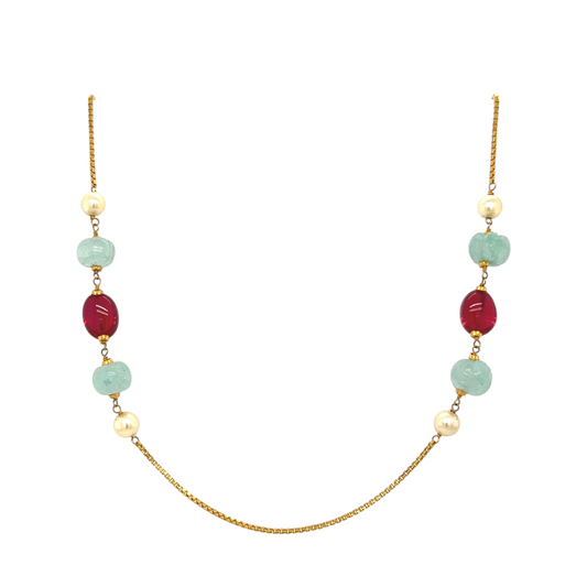 Gold-Tone Gemstone Chain Necklace
