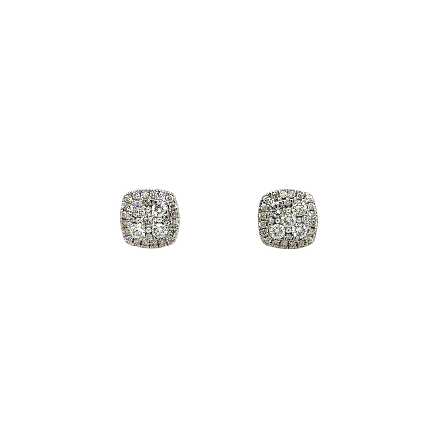 Elegant Cushion-Cut Diamond Halo Stud Earrings