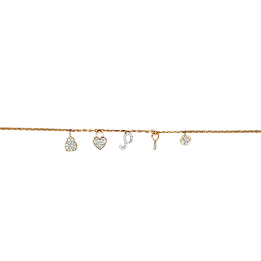 Heart & Key Diamond Charm Bracelet