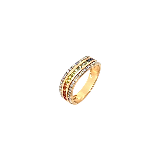 Rainbow Gemstone Band with Diamond Accents