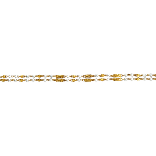 Gold and Pearl Dual-Strand Bracelet