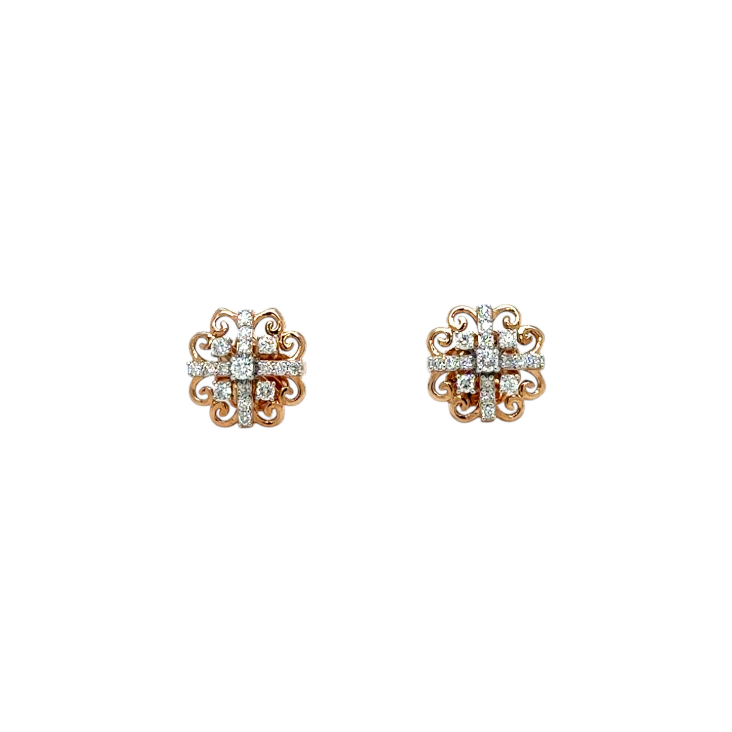 Vintage Inspired Diamond Filigree Stud Earrings