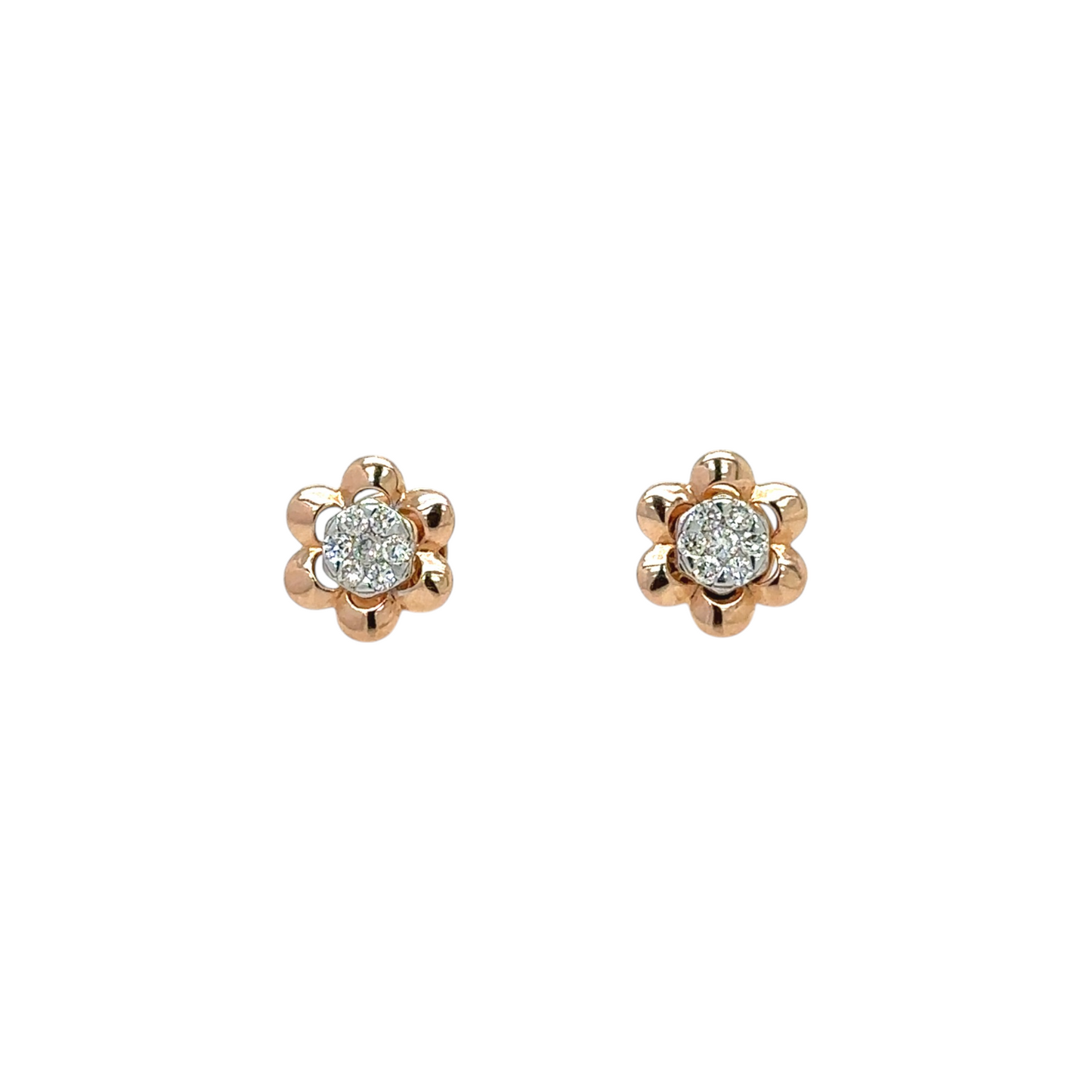 Elegant Floral Diamond Stud Earrings