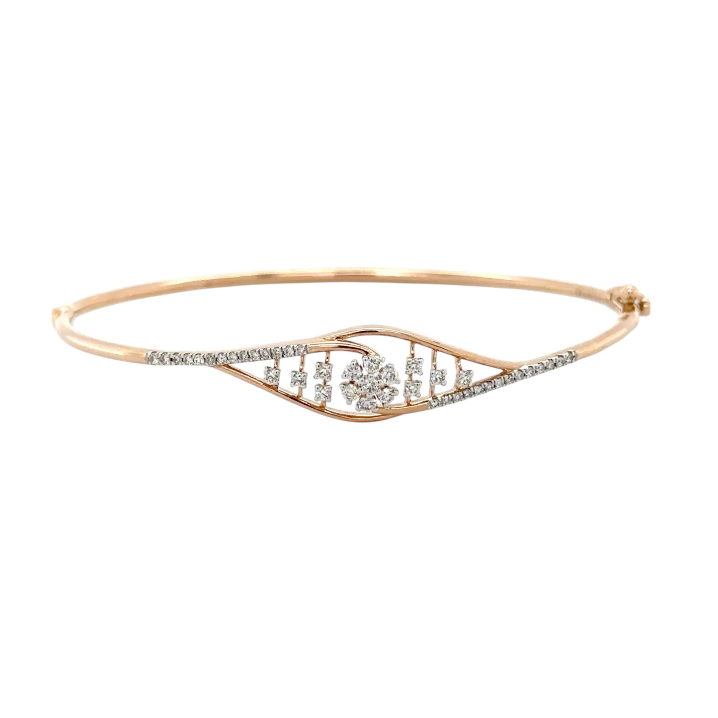 Graceful Rose Gold Diamond Floral Bracelet