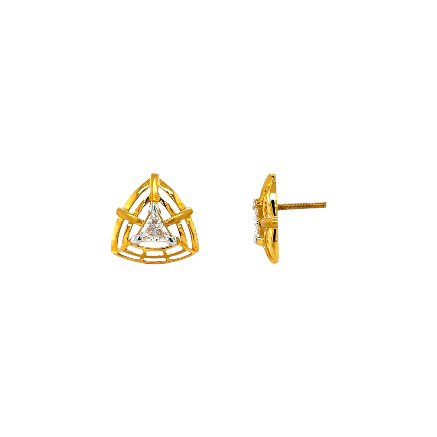Trinity Frame Gold Stud Earrings