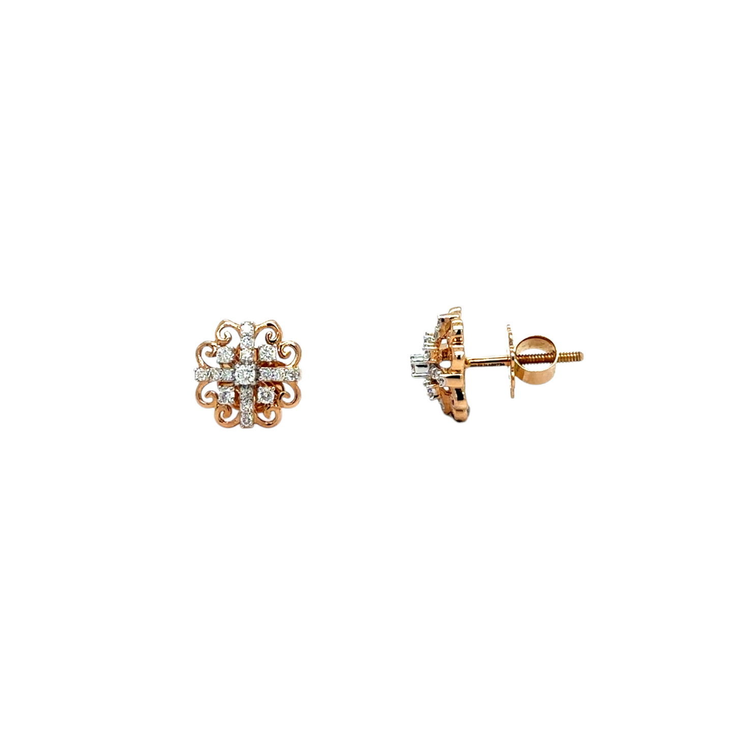 Vintage Inspired Diamond Filigree Stud Earrings