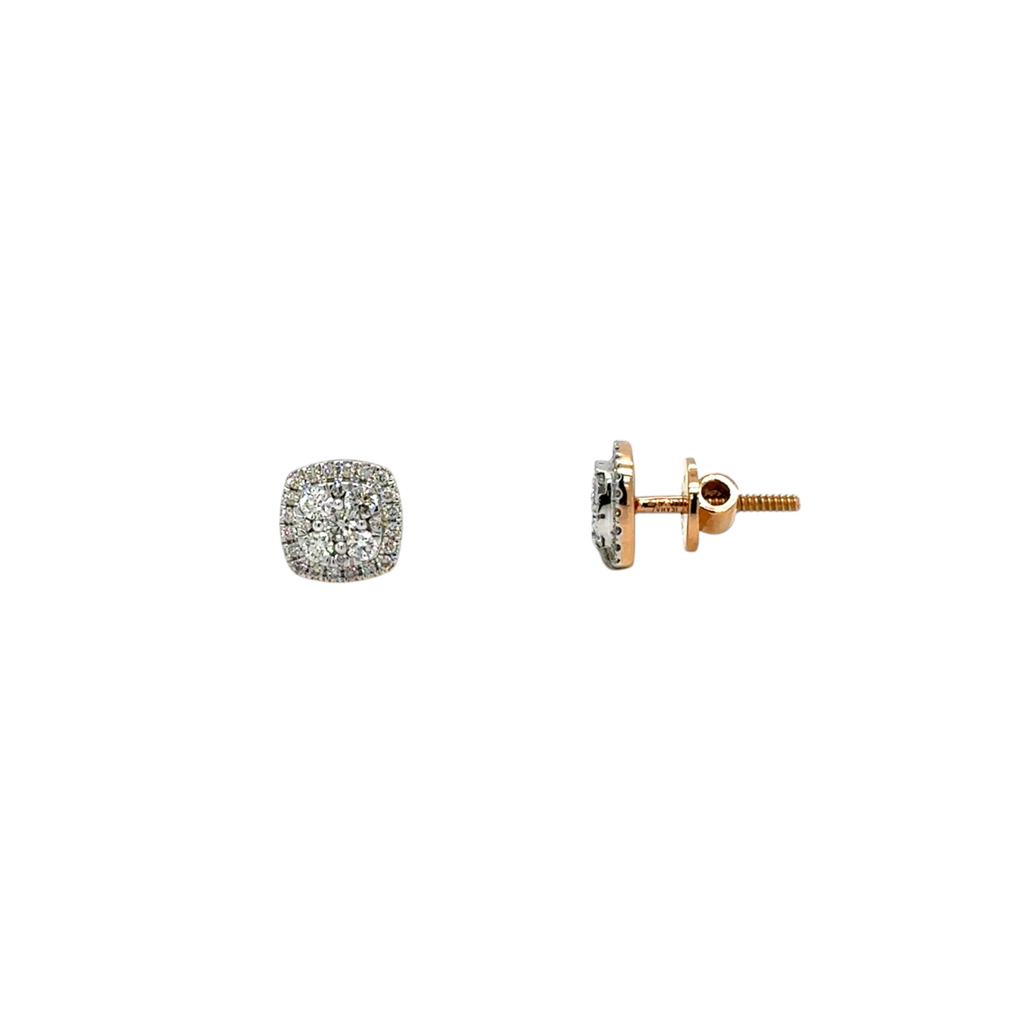 Elegant Cushion-Cut Diamond Halo Stud Earrings