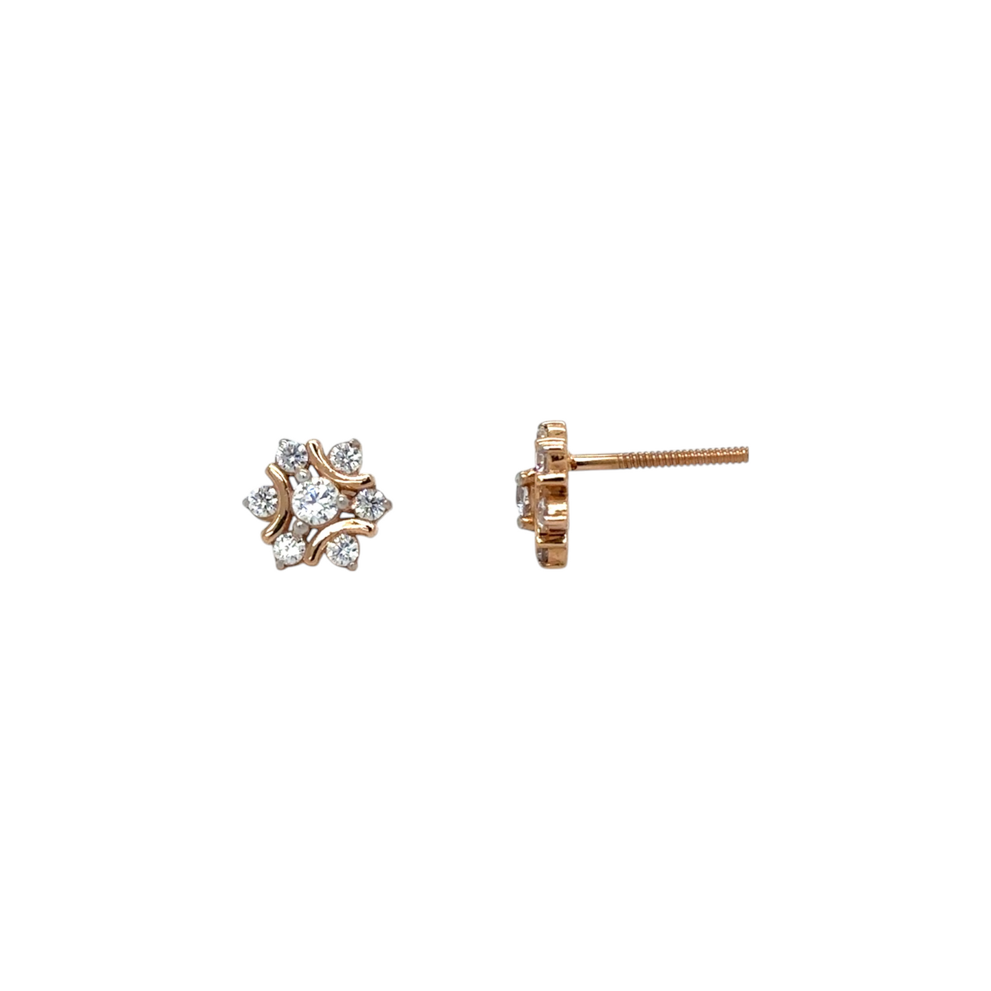 Elegant Floral 18Kt Gold Stud Earrings