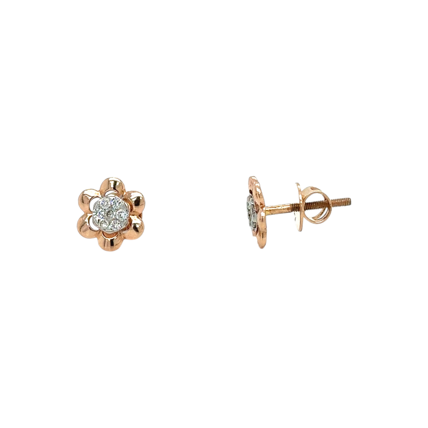 Elegant Floral Diamond Stud Earrings