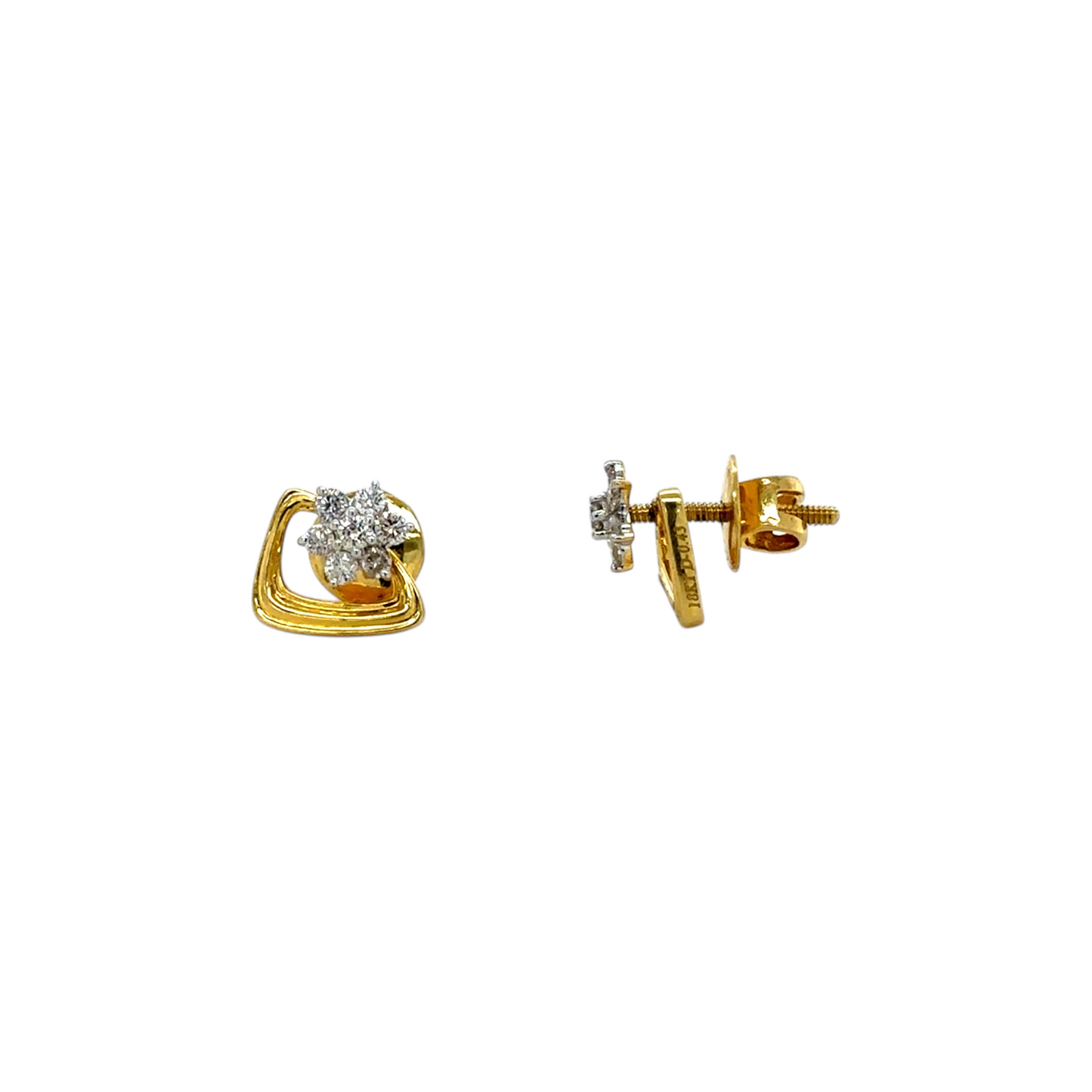 Modern Floral Diamond Stud Earrings
