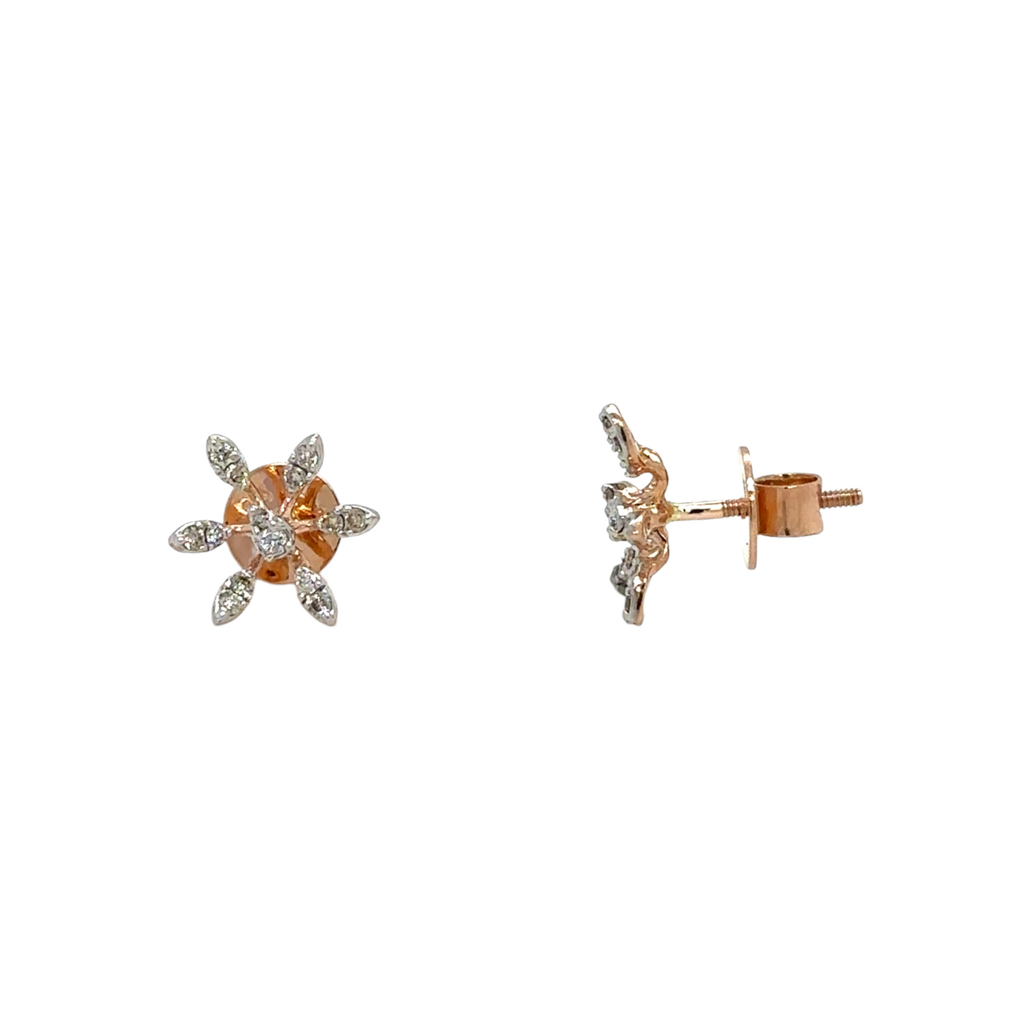 Dainty Floral Spark Diamond Stud Earrings