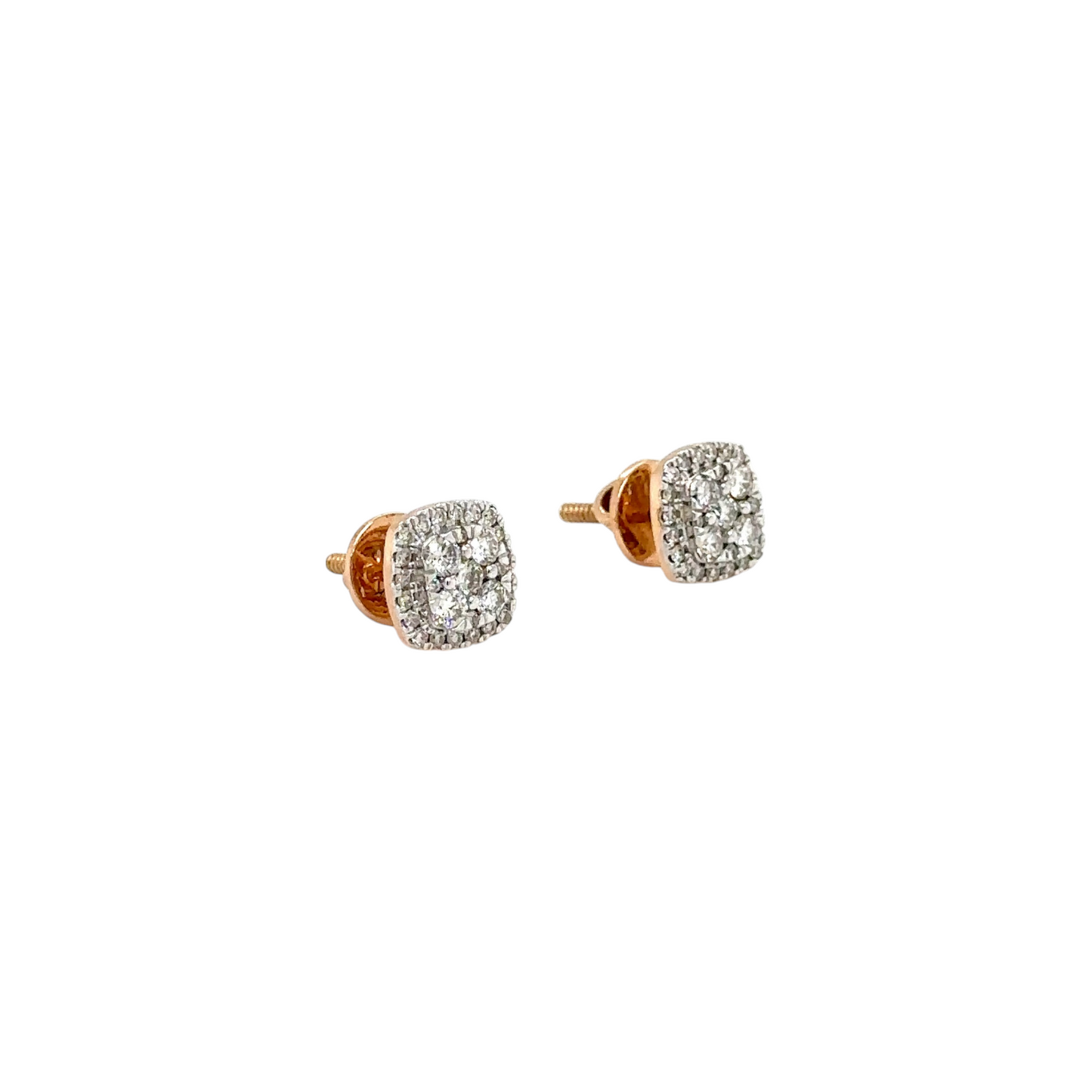 Elegant Cushion-Cut Diamond Halo Stud Earrings