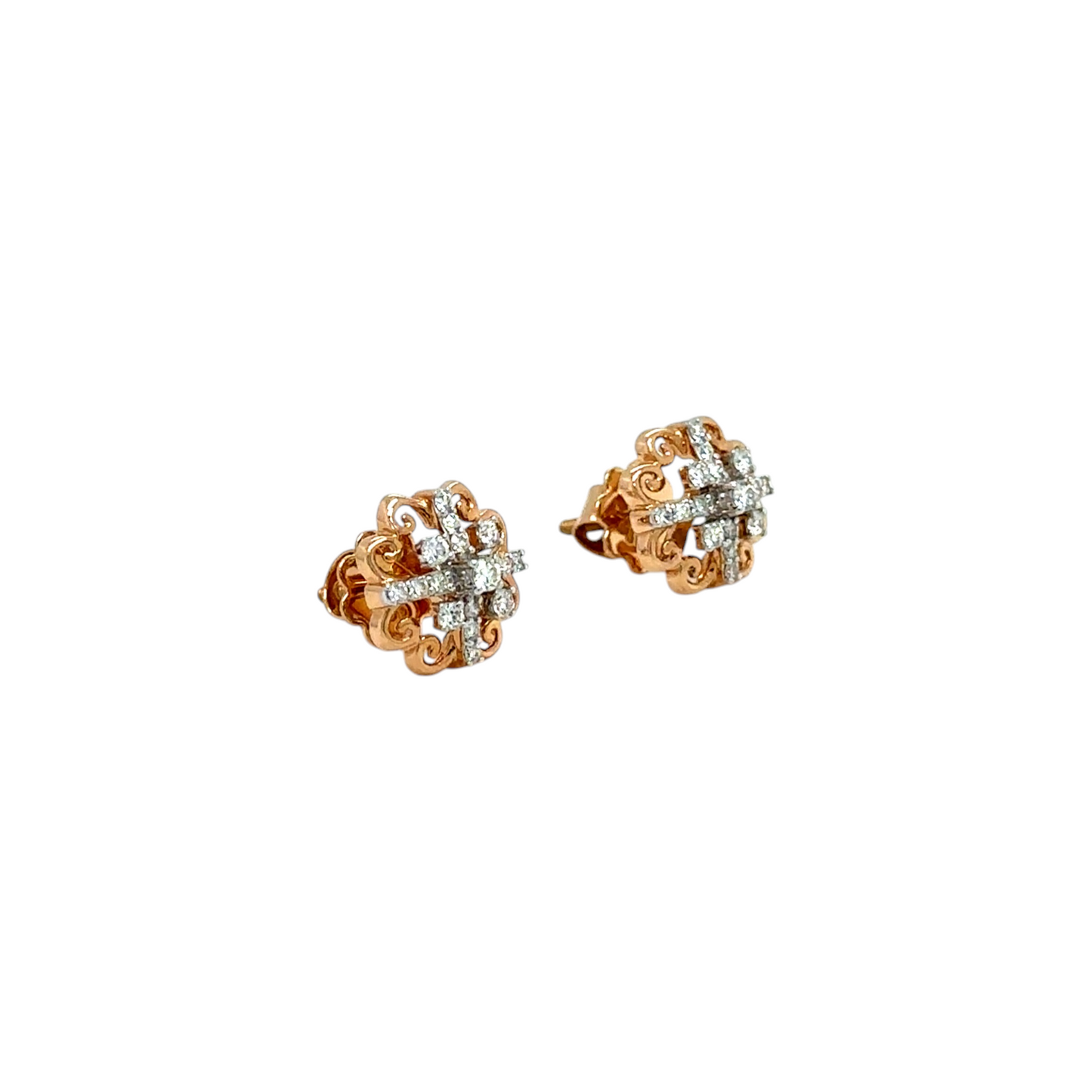 Vintage Inspired Diamond Filigree Stud Earrings