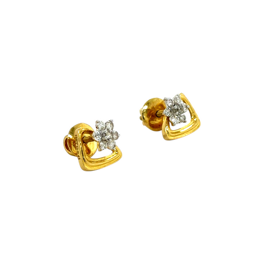 Modern Floral Diamond Stud Earrings
