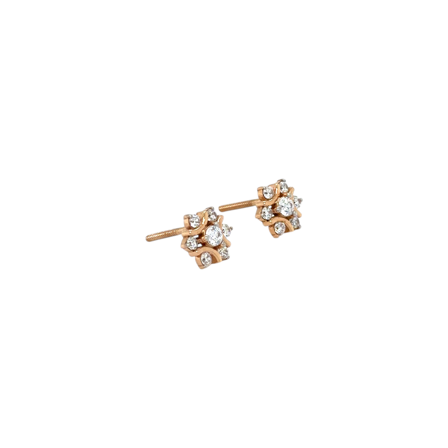 Elegant Floral 18Kt Gold Stud Earrings