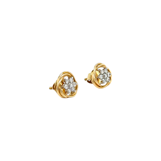 Golden Bloom Diamond Cluster Studs