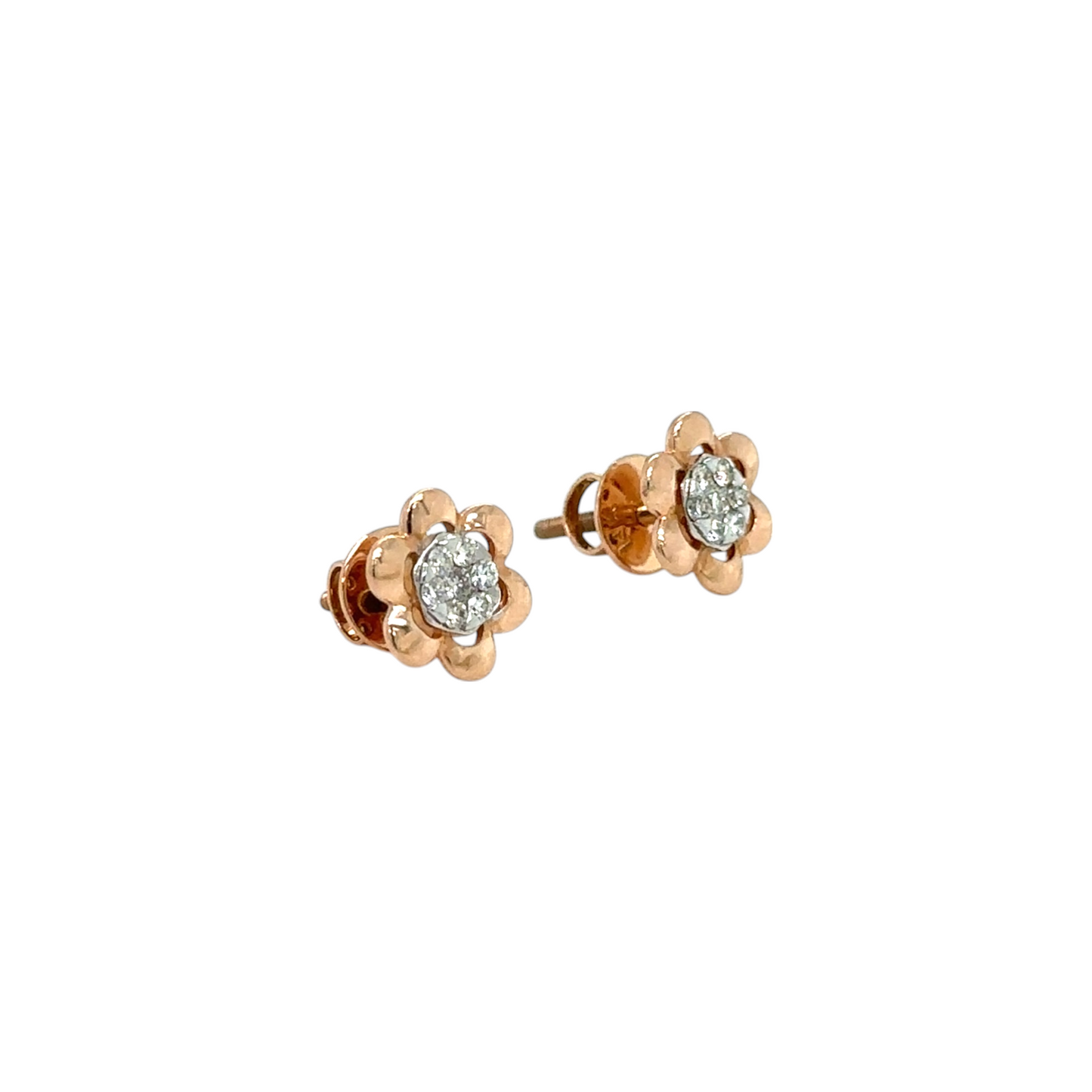 Elegant Floral Diamond Stud Earrings