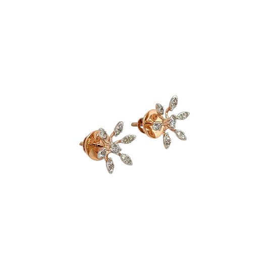 Dainty Floral Spark Diamond Stud Earrings