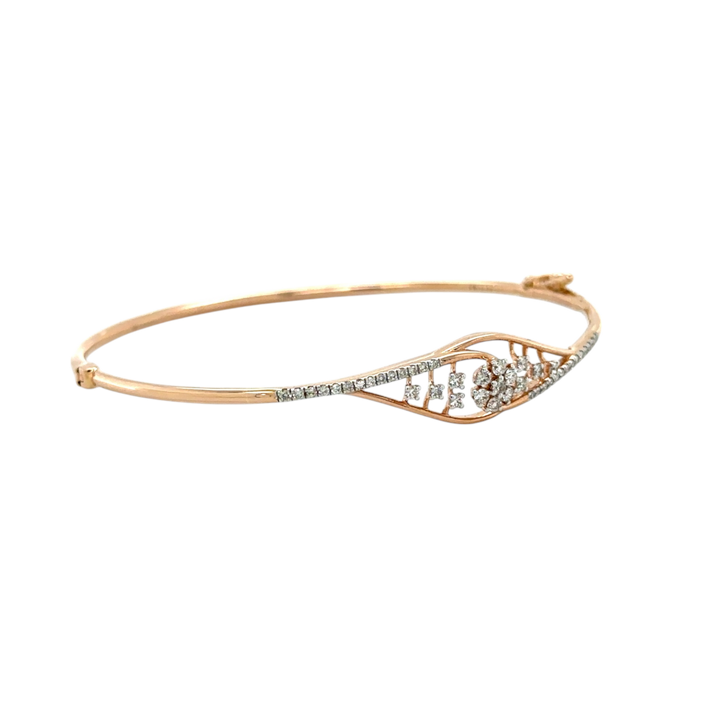 Graceful Rose Gold Diamond Floral Bracelet