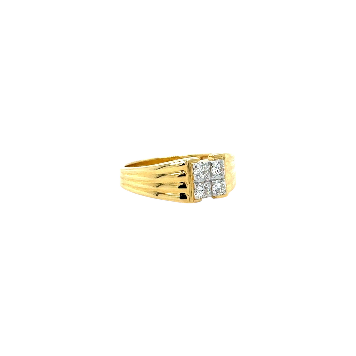 Bold Gold Men's Ring with Quad Diamond Setting