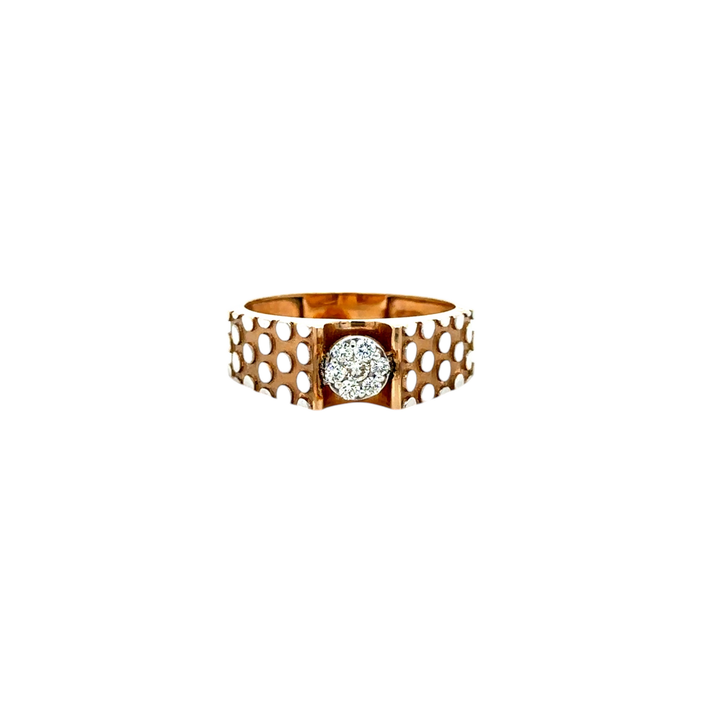 Modern Diamond Men's Ring with Unique Perforated Design
